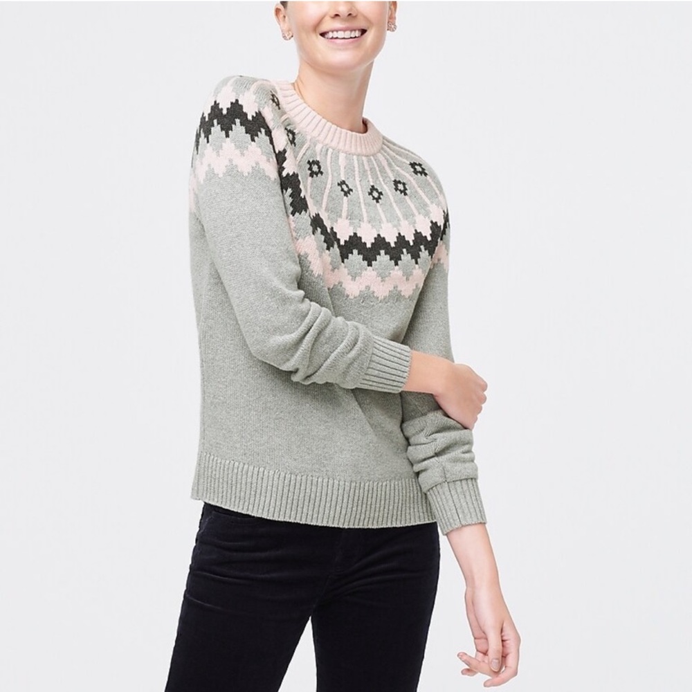 J. Crew Graphic Fair Isle Cotton Sweater - XS